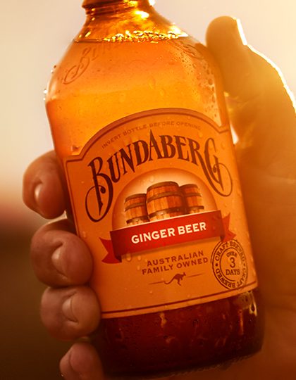 Ginger beer on a hand held